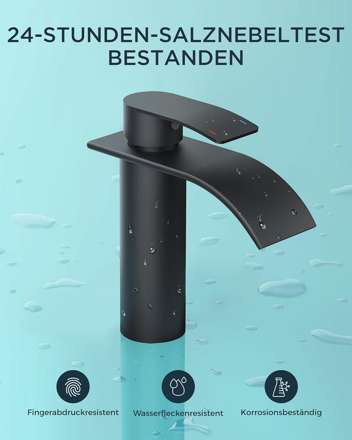 Wasserfall-Badezimmerarmaturen Rund Einlochmontage, mit Auslaufhöhe 110 MM Einhand-Waschtischarmatur
