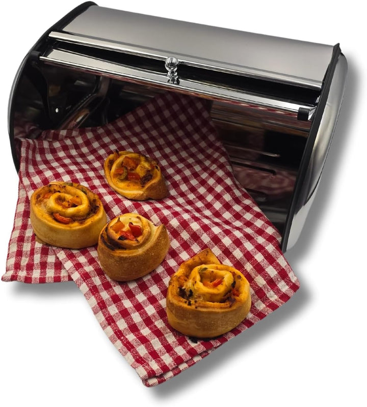 3 PAGEN® Brotkasten Edelstahl, Brotbox mit Sichtfenster, Aufbewahrungsbox für Brot, Brötchen und Kek
