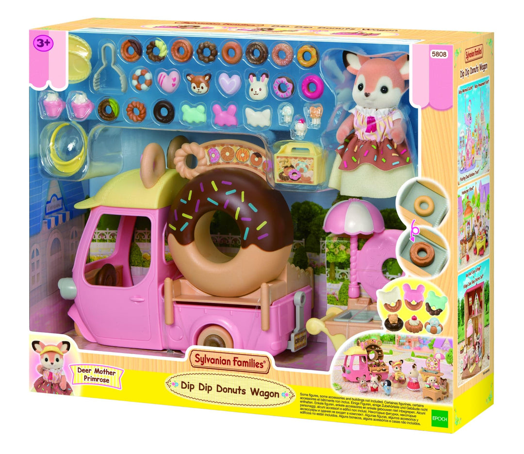 Sylvanian Families - 5808 Donutwagen mit Figur, Spielset mit Tierfigur, samtige Tierfiguren, Spielze