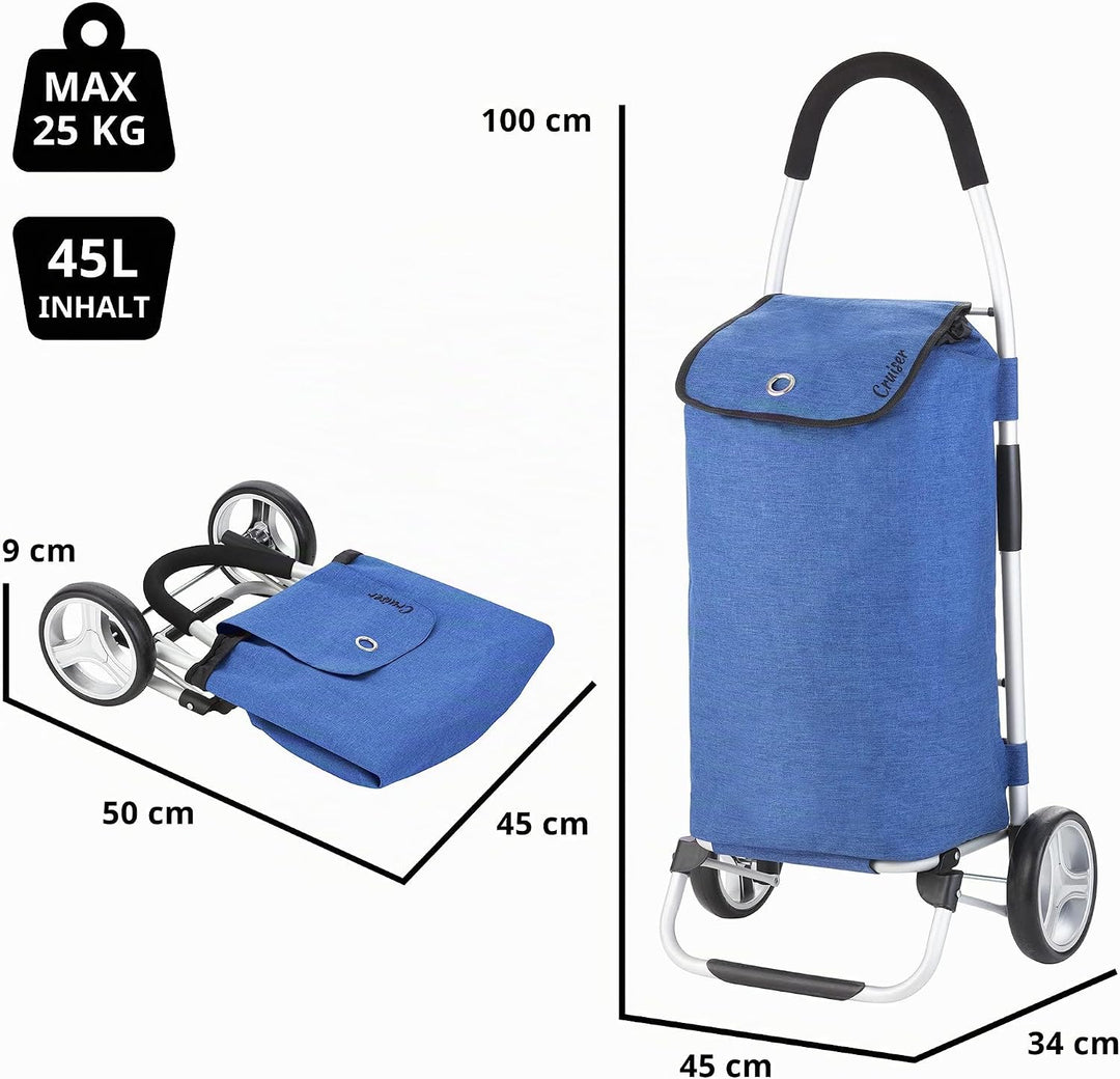 Cruiser Einkaufswagen 45 Ltr - Fatlbarer Einkaufstrolley Blau, Blau