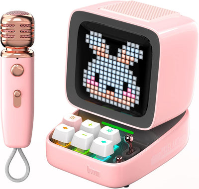 Divoom Ditoo-Mic Pixel Art LED tragbarer Bluetooth-Lautsprecher mit drahtlosem Karaoke-Mikrofon, App
