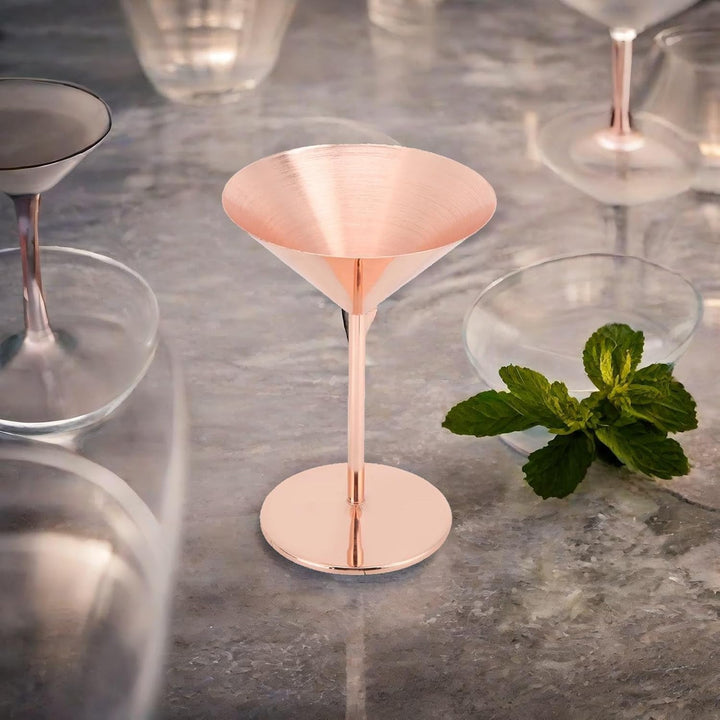 Beufee 2 Stück Metall-Martini-Gläser, Edelstahl-Martini-Gläser, Cocktailgläser, Roségold, Martini-Ke