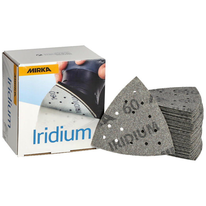 Mirka Iridium Schleifdreieck Premium-Schleifpapier 93x93x93mm 15-Loch Klett, Korn 60, 50 Stk/Zum Sch