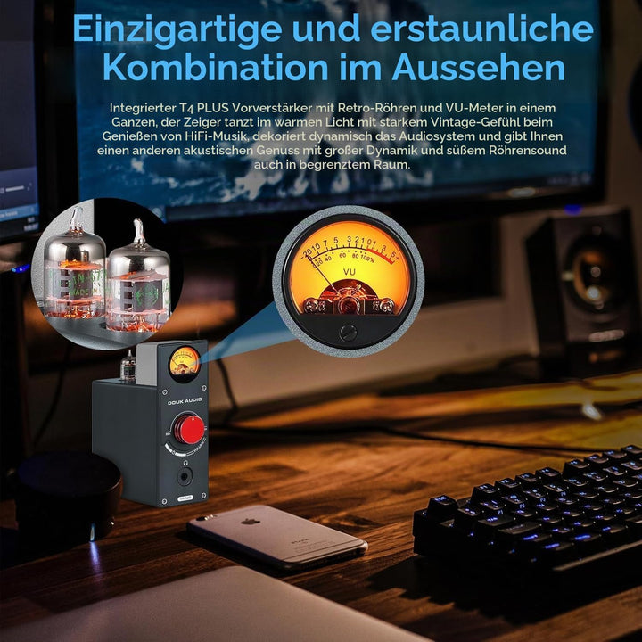Douk Audio T4 Plus HiFi JAN5654 Röhrenvorverstärker MM/MC Phono-Vorverstärker für Plattenspieler Min
