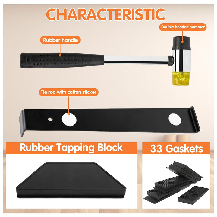 Laminatboden Set, 33 Stück Laminatboden Dichtung, Doppelseitiger Gummihammer, Robuster Gewindeschnei