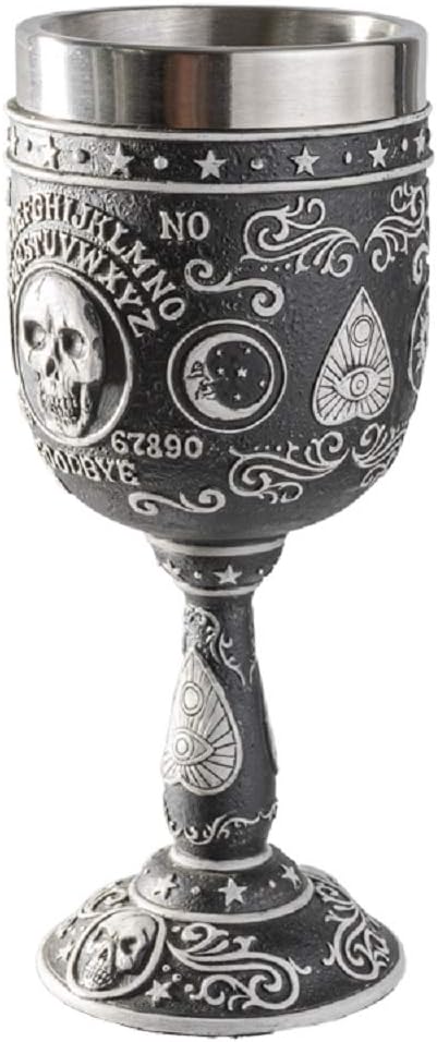 Mystischer Kelch Ouija Spirit Board mit Totenkopf - Fantasy Weinkelch Magie