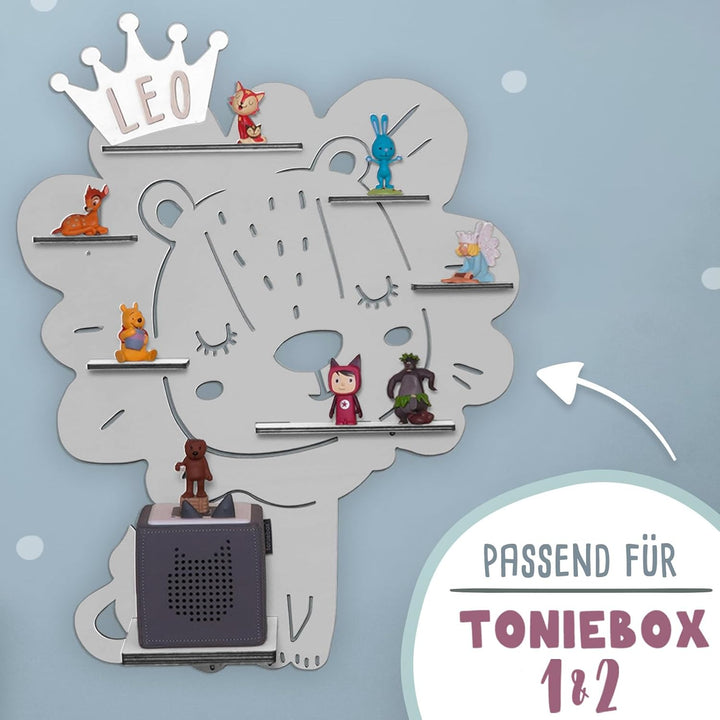 hellomini Personalisiertes Tonie Regal Jungen - Toniebox Regal mit Wunschnamen fürs Kinderzimmer - R