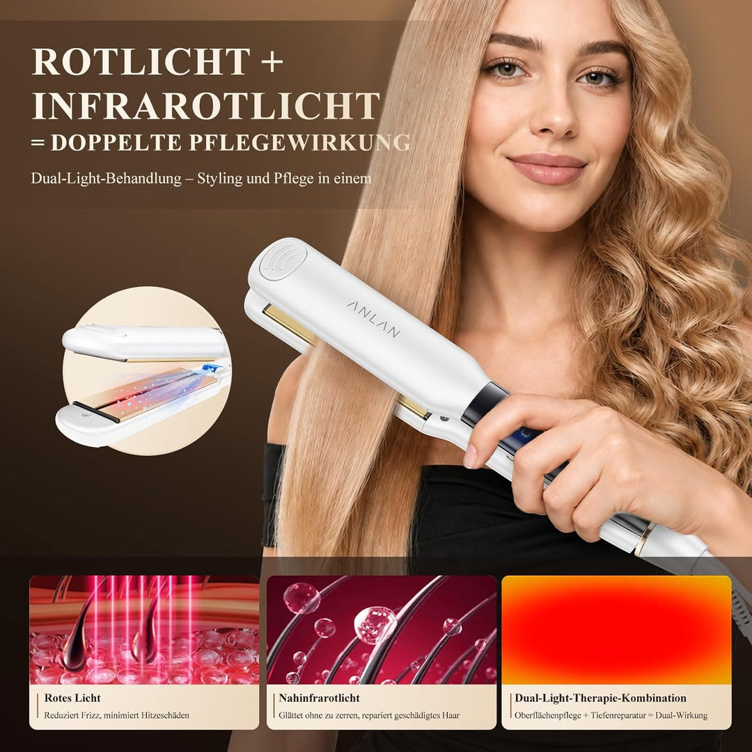 ANLAN Glätteisen und Lockenstab 2 in 1, 36mm extrabreite Platte, 100-230°C präzise Temperatureinstel