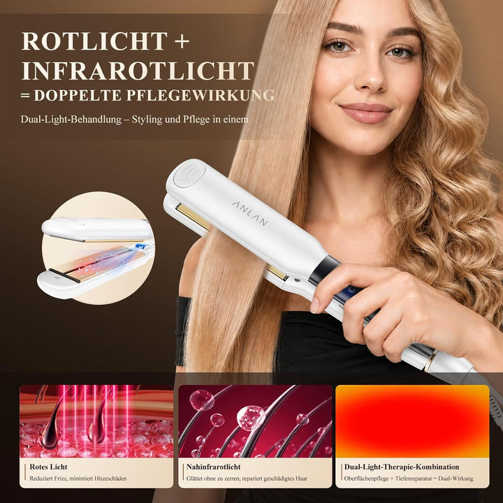 ANLAN Glätteisen und Lockenstab 2 in 1, 36mm extrabreite Platte, 100-230°C präzise Temperatureinstel