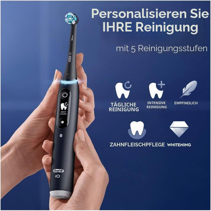Oral-B iO Elektrische Zahnbürsten, 2 Stück, Schwarz und Rosa, Griffe mit schwarzem und weissem Displ