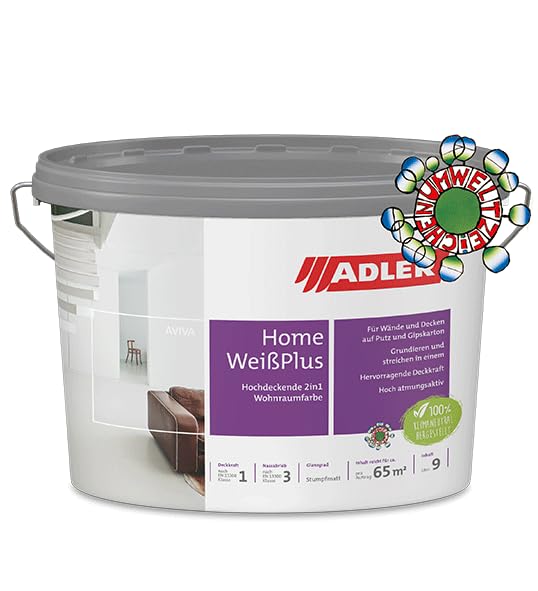 Aviva Home-Weiss Plus - 3 Liter - Wandfarbe mit Grundierung, Trockenbaufarbe, für Gipskarton und gla