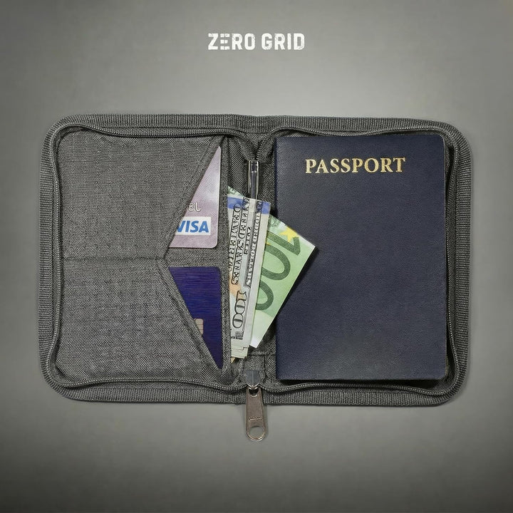Zero Grid Reisepasshülle – Reisedokumenten-Halter mit RFID-Blockierung Shadow, Shadow
