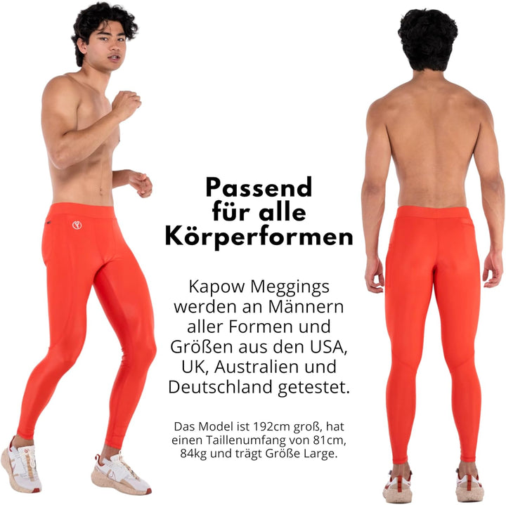 Kapow Meggings: Glänzende, Lange Herren Performance Leggings mit Kompression für Sport wie Fitness,