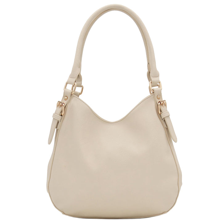 Leichte Hobo-Tasche aus Kunstleder mit 3 Fächern Beige, Beige