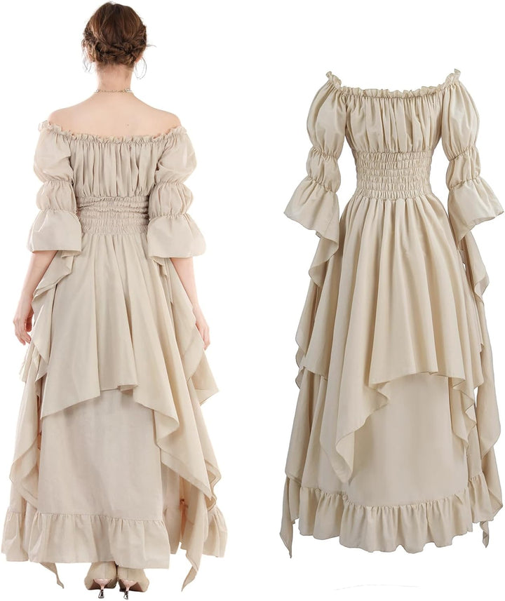 Fiamll Viktorianisches Kleid Renaissance Kostüm Frauen Gothic Hexenkleid Mittelalterliches Hochzeits