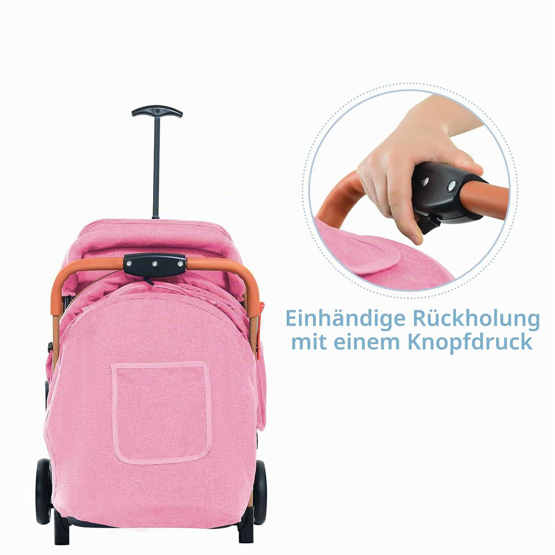 MUL-BOUTIQUE Ultrakompakter Kinderwagen von 0 bis 6 Jahren, Reisewagen mit 5-Punkt-Sicherheitsgurt,