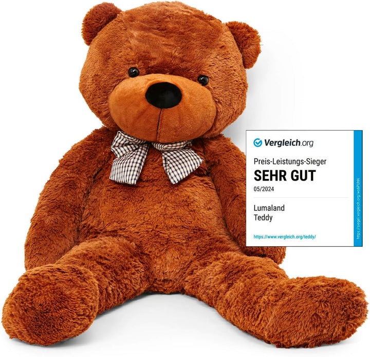 Lumaland XXL-Teddy mit Knopfaugen | Höhe: 120 cm | Süsser Jumbo-Kuschelbär aus hochwertigem Plüsch V