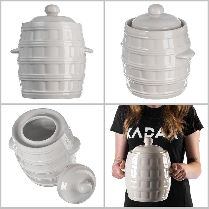 KADAX Steinzeugtopf, Dichter Keramiktopf mit Wasserrinne und Deckel, Spülmaschinenfester Steinguttop
