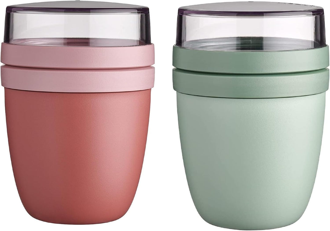 Mepal 'Ellipse' Lunchpot to go 500 ml & 200 ml, Farbe & Stückzahl:Nordic Pink & Nordic Green Pink/Gr