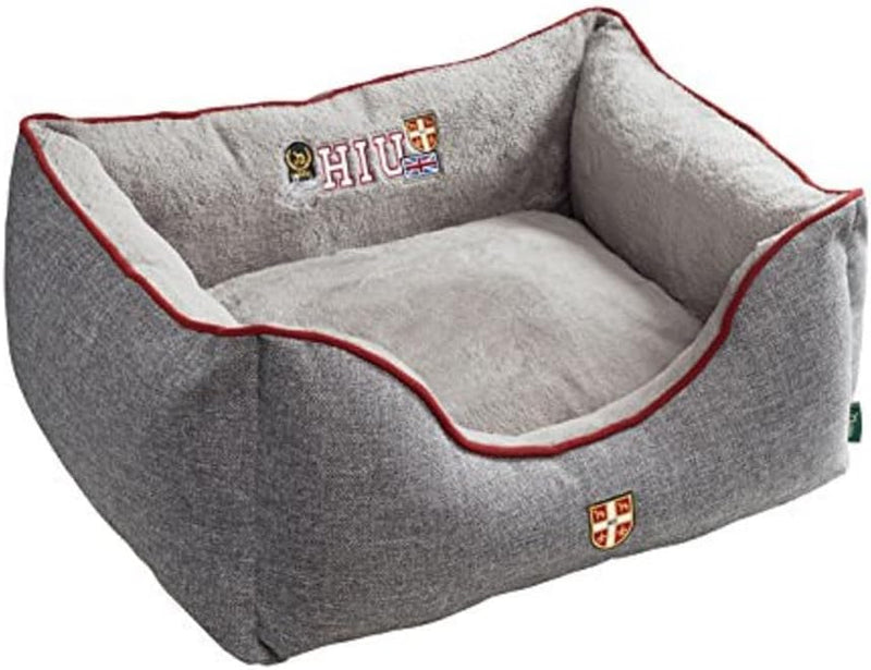 HUNTER Universtity Hundesofa, College-Style, Wendekissen, Plüschbesatz, 100 x 80 cm, grau grau 100 x