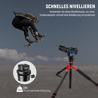 NEEWER Panorama Kugelkopf Stativkopf Nivelliersockel Aluminium, 1/4" Schnellwechselplatte für DSLR &