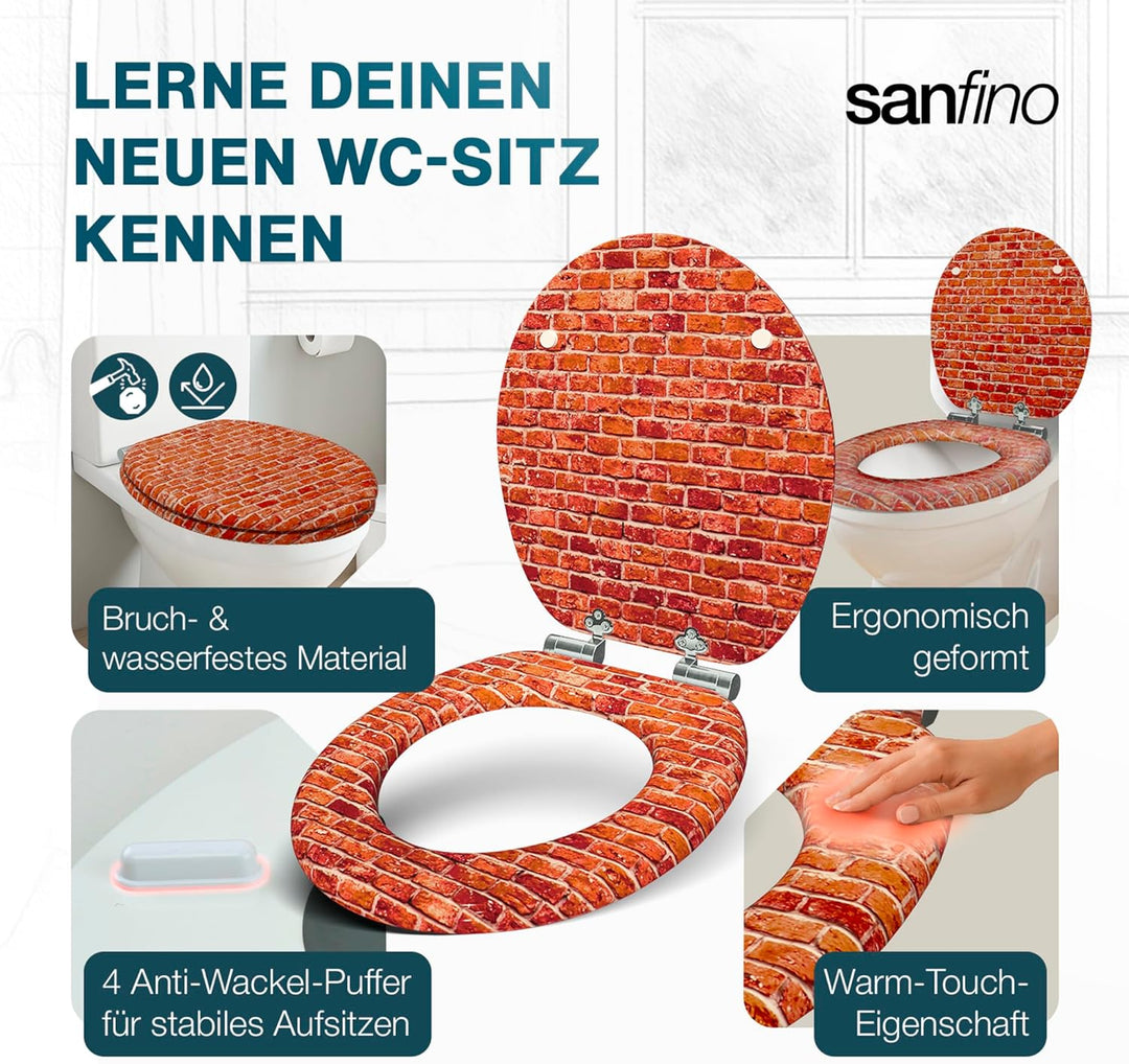 Premium WC Sitz mit Absenkautomatik – hochwertige Toilettendeckel aus Holz, viele bunte Motive, hohe