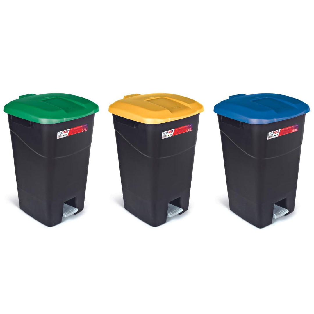 Tayg 3er-Pack Küchenabfalleimer mit Pedal - Mülltonne, 60 l, Küchenabfalleimer mit Pedal, Abfalleime