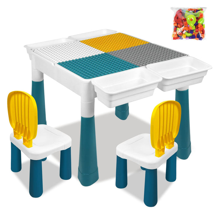 XMTECH 6 in 1 Kindertisch mit Stühle Set,Kompatibles Multi Aktivitätstisch Set,Basteltisch mit 2 Stü