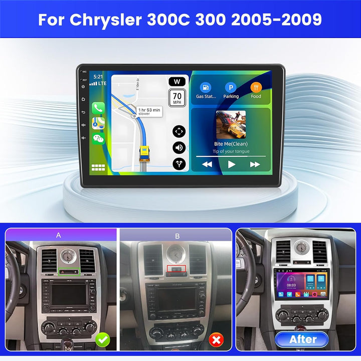 Android 15 Radio für Chrysler 300C 300 2005-2009 2+64G mit Wireless CarPlay Android Auto, 9 Zoll Bil