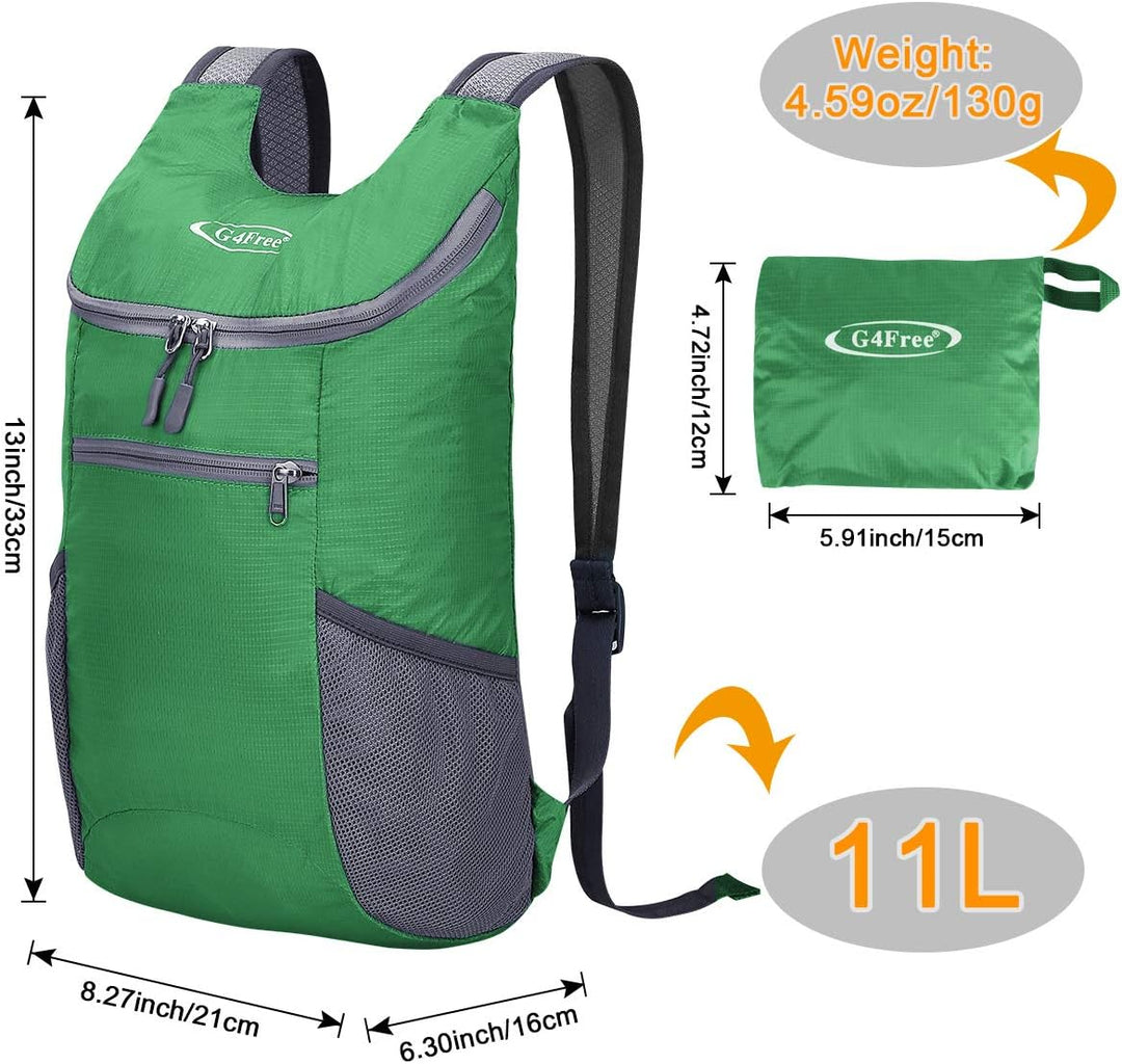G4Free Ultraleichter 11 l kleiner faltbarer Rucksack für Reisen, Wandern, Radfahren, Wandern oder Me
