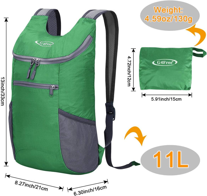 G4Free Ultraleichter 11 l kleiner faltbarer Rucksack für Reisen, Wandern, Radfahren, Wandern oder Me