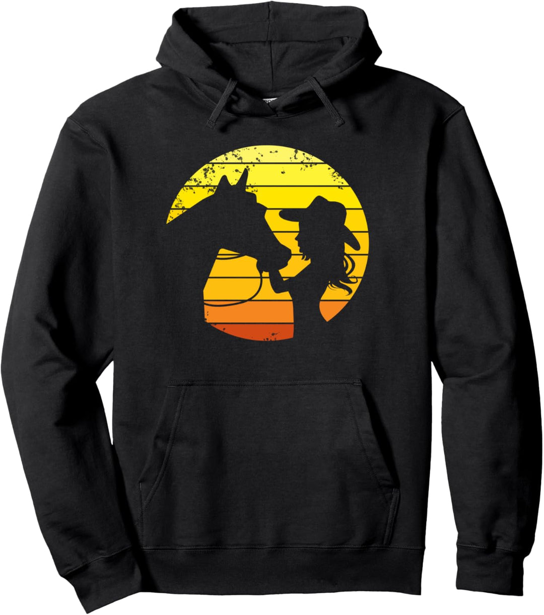Westernreiten Westernreiterin mit Pferd nach dem Reiten Pullover Hoodie