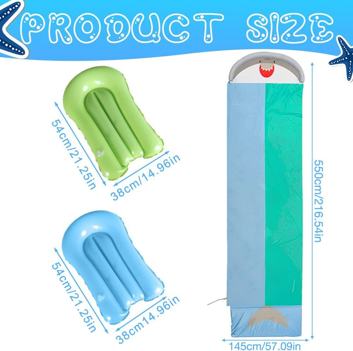 Wasserrutsche Kinder Draussen, 550x145cm Doppel Wasserrutschmatte, Wasserrutsche Garten für Kinder m