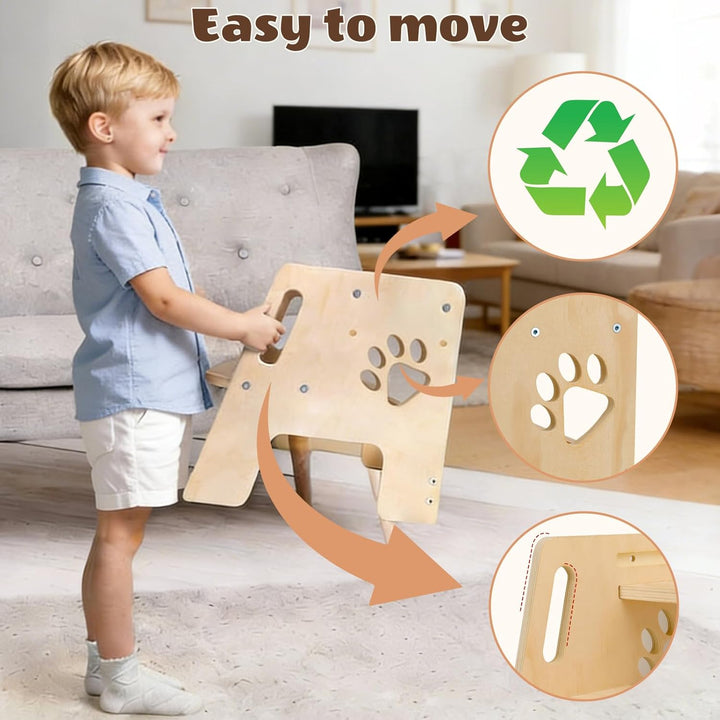 Tritthocker Kinder Holz Tritthocker 2 Stufen mit Griffen 3 Höhenverstellbar rutschfeste Matte Step S