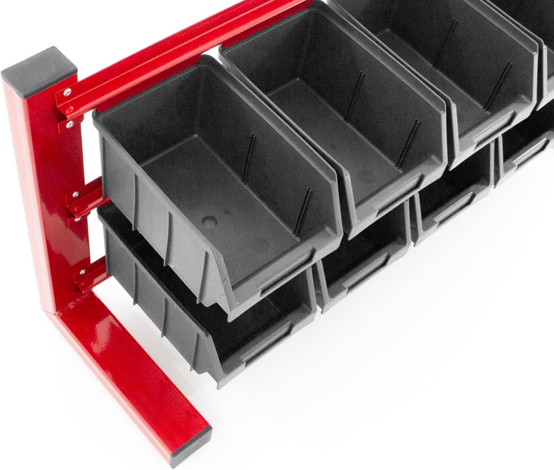 Bentatec® Stapelboxen 11 tlg mit Etikettenfach stabil stossfest auf Werkstattregal ideales Kleinteil