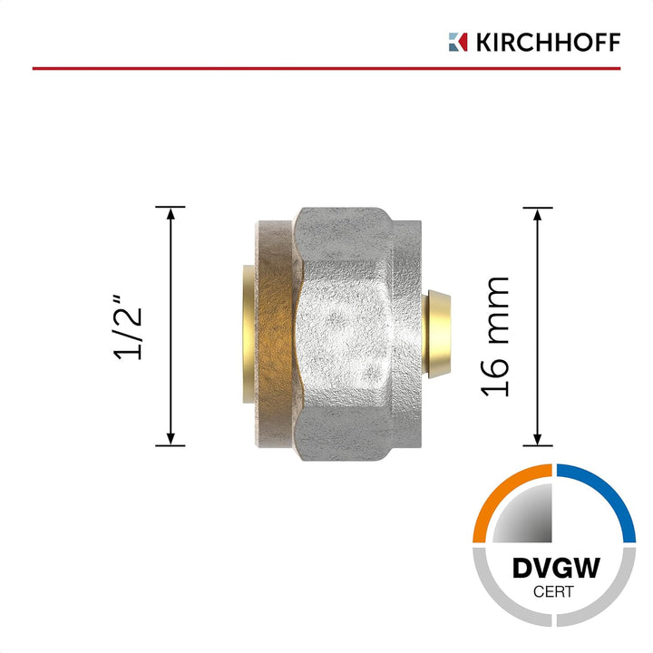 KIRCHHOFF | MSVR Rohr | 5er Set | Klemmringverschraubung 16 mm x 1/2" | Aluverbundrohr | für Heizung