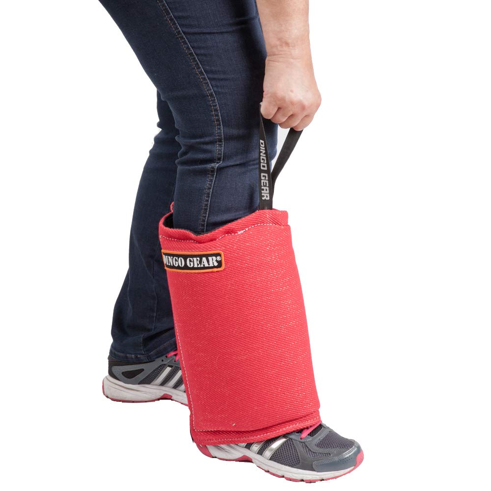 Dingo Gear Beinschutzmanschette Kurz Soft,Weich aus Nylcot für das Biss-Training Handgefertigt Rot S