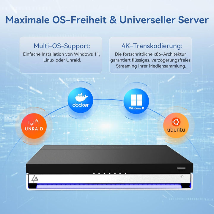 LincStation N1 6-Bay NAS Server - 16GB RAM, 128GB eMMC, 2 Bay x SATA HDD + 4 Bay M.2 NVMe, Intel Cel