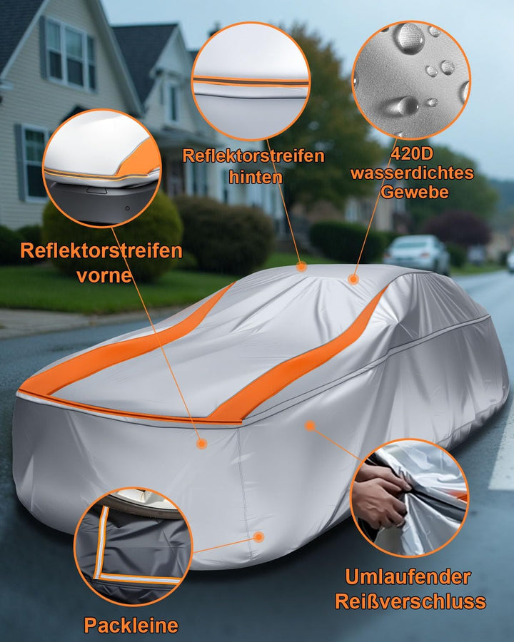 Vollständig Geschlossene Auto Abdeckplane für SUV 435-465cm 435-465cm SUV/Schrägheck Silber, 435-465