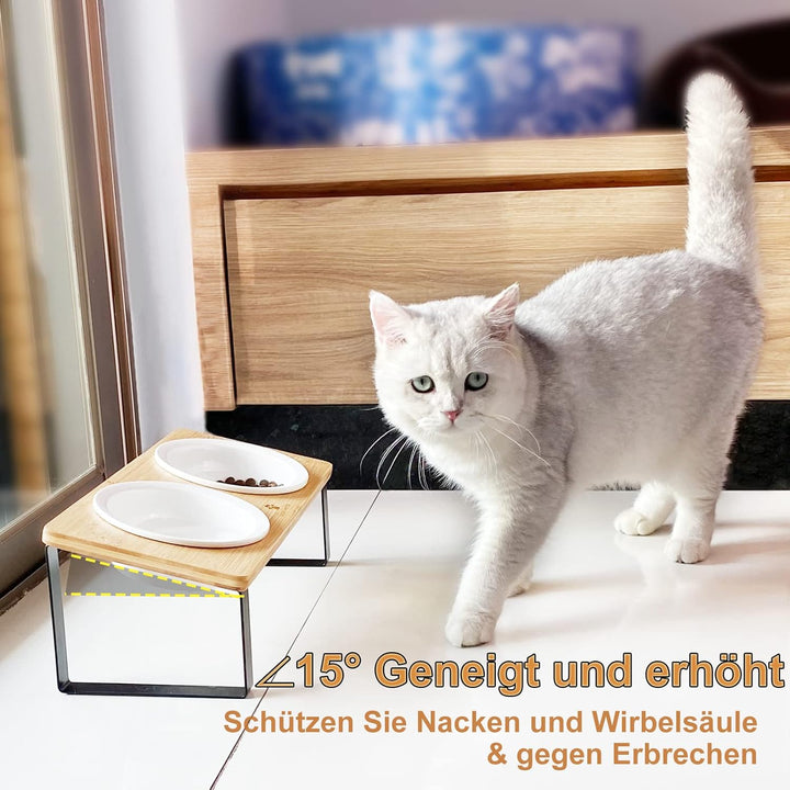 Futterstation Katzen Erhöht | Katzen Fressnapf Katze Erhöht | Ergonomischer Katzennapf Erhöht Kerami