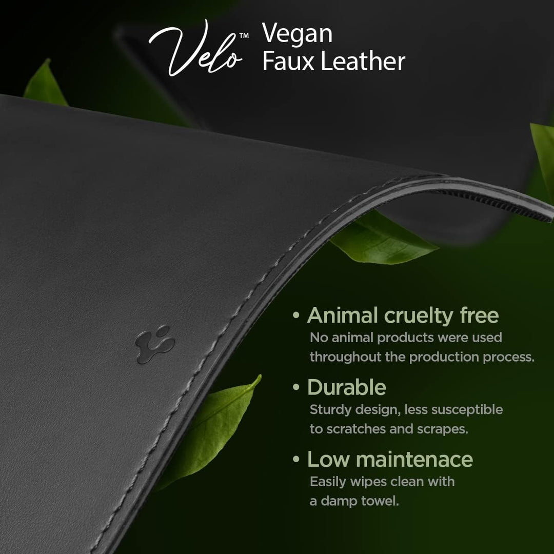 Spigen Schreibtischunterlage aus Velo Vegan PU Leder XXL Mauspad mit integrierter magnetischer Kabel