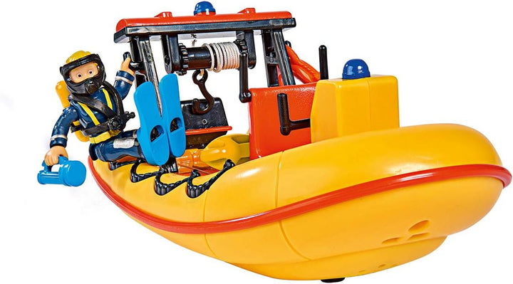 Simba 109251047 - Feuerwehrmann Sam Neptune Boot, mit Penny Figur im Tauchoutfit, mit Geheimfach und