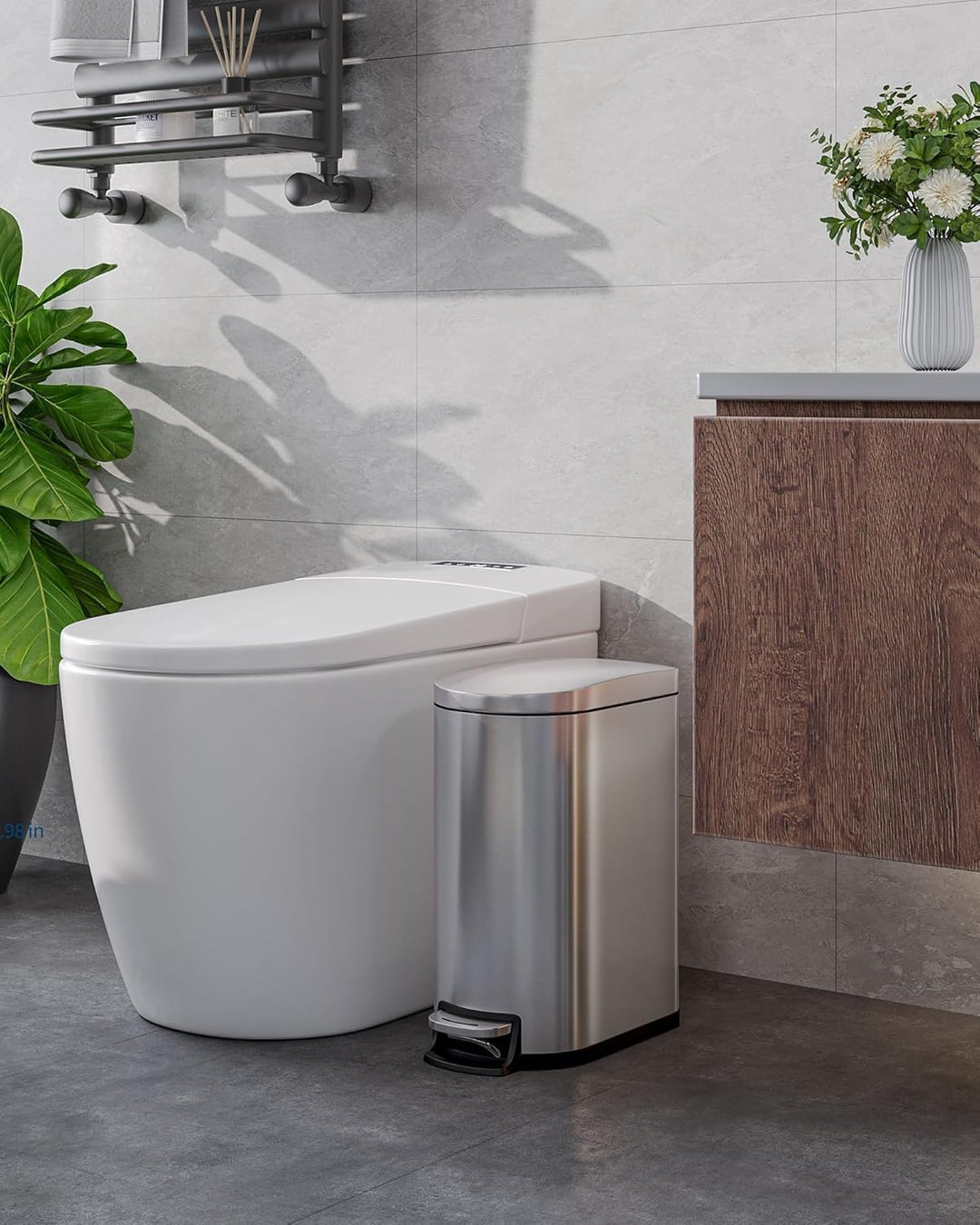 GarveeHome 10 Liter badezimmer mülleimer aus Edelstahl mit Deckel, schlankes und wasserdichtes Desig