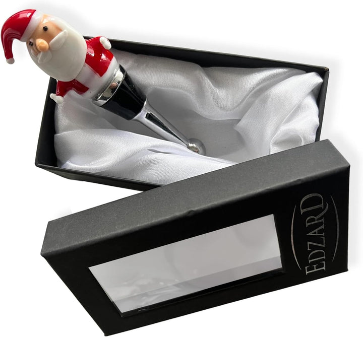 EDZARD Flaschenverschluss Santa, Höhe 11 cm, für Champagner, Wein und Sekt, Muranoglas-Art, Handarbe