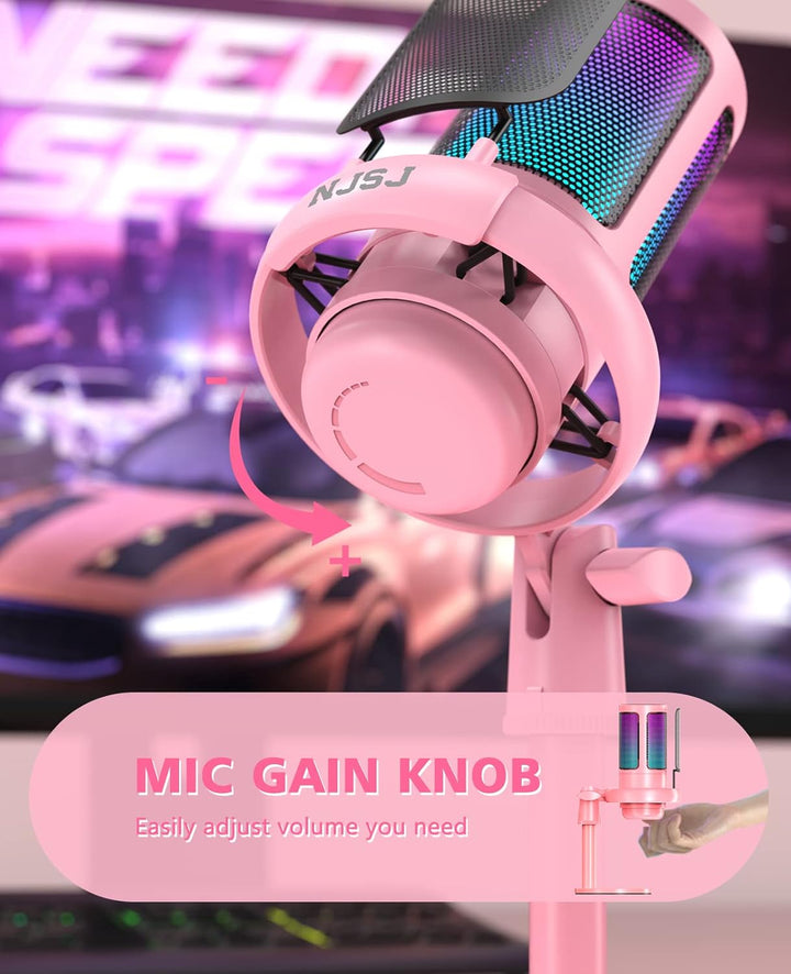 NJSJ Gaming Mikrofon PC, USB Microphone für PC/PS4/PS5/Mac/Telefon, Kondensatormikrofon USBC mit Tou