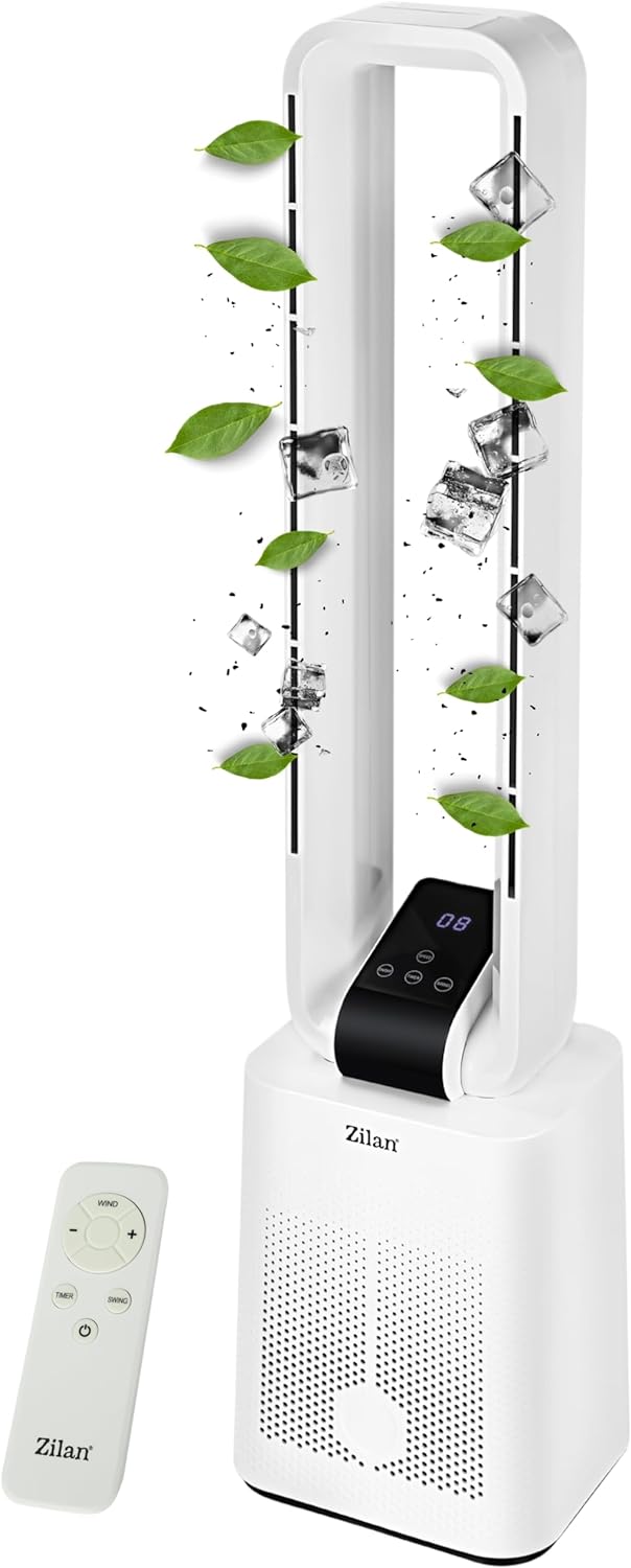 Turmventilator | Ventilator sehr leise | Fernbedienung | Oszillierend | 12 Stufen | LED-Display | 3