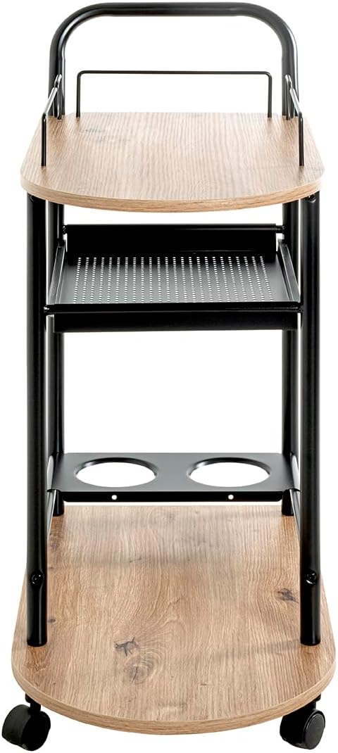 HAKU Küchenwagen Eiche hell, schwarz, MDF, Metall - Masse: B 65 x H 83 x T 35 cm, Style: Modern