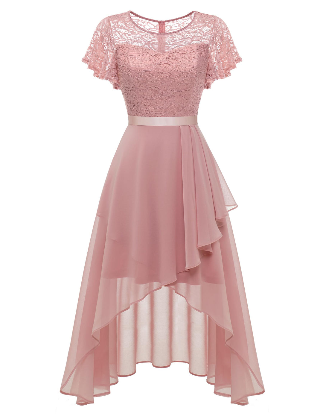 Wedtrend Abendkleid Damen Elegant Cocktailkleid High Low Ballkleider mit Spitzen A Linie für Hochzei
