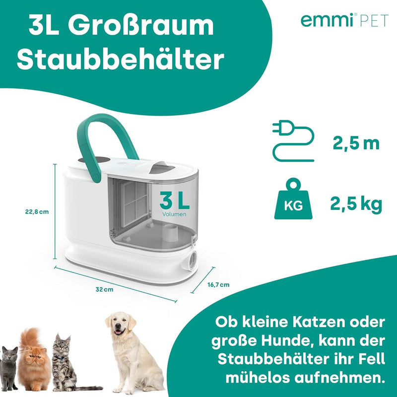 emmi-pet Grooming Kit Pro - 8in1 Hundeschermaschine | Dreifachnutzung mit Schermaschine, Kamm & Stau