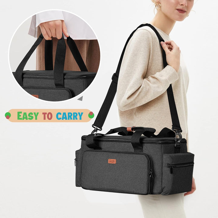 Luxja Nähen Organizer Tasche für Nähzubehör und Nähmaschine Zubehör, NUR Tasche, OHNE ZUBEHÖR Schwar